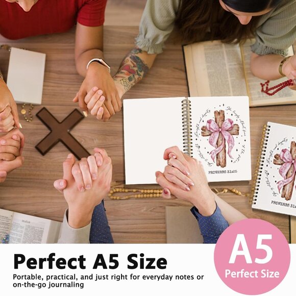 Christian Bible Journal Women Pink Bow Spiral Notebook for Note Taking Prayer - Picture 4 of 7